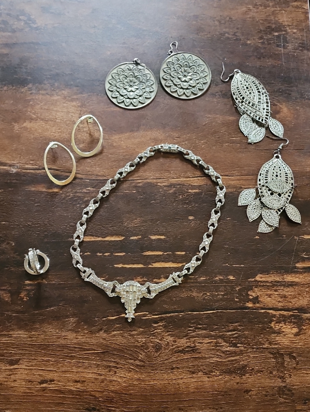 Silver-Tone Jewelry Bundle with Necklace And Earrings